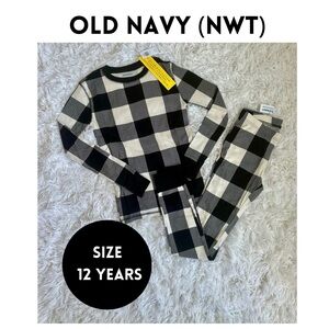 NWT BOY/GIRL Old Navy Black Buffalo Plaid Snug Pajamas | Size 12years